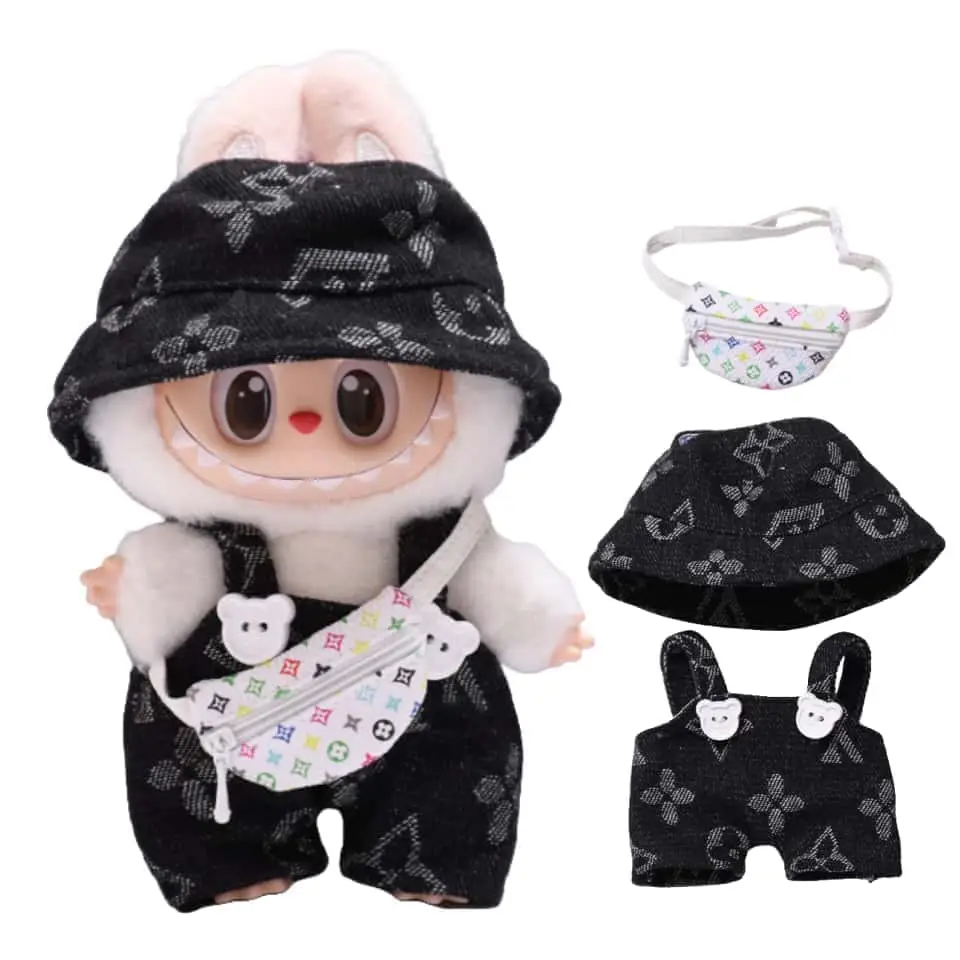 Labubu clothing four-leaf clover suit hat overalls and backpack suitable for 6.7in labubu doll labubu clothes accessories LABUBU dress up