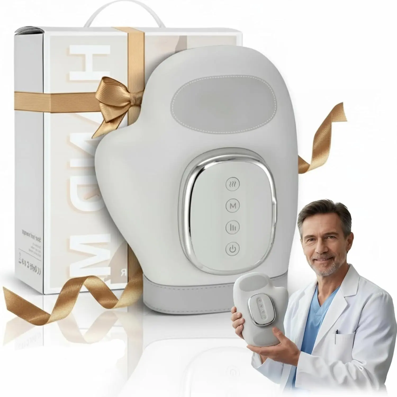 Smart Hand Massager with Heat and Pressure, USB Rechargeable Finger Massager, Wireless Portable, 3 Massage Modes, Ideal Gift for Holidays