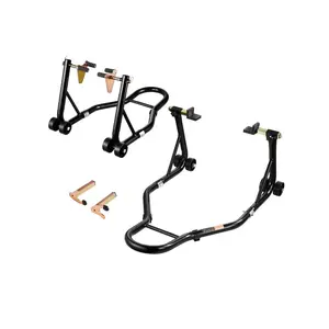 VEVOR Motorcycle Stand Lift, 1100lbs Capacity Front Rear Combo Stand Lift, Front Wheel Dual-Fork Stand, Rear U+L Fork Swingarm Spool Stand, for Most Yamaha Honda Kawasaki Suzuki Motorcycles, Black