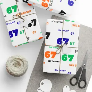 Minimalist Six Seven Meme Wrapping Paper Christmas, Modern Holiday Gift Wrap for Trendy Homes, Sleek Simple Seasonal Gift Wrap