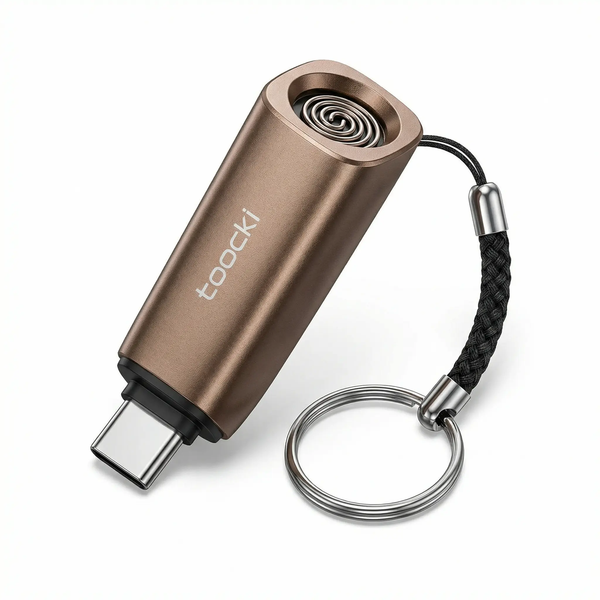Windproof USB Type-C Electric Lighter, Mini U-Disk Style Aluminum Alloy Tool with Keychain Set, Flameless Heat Coil for Car USB Port, Outdoor Camping Accessories, Type-C Usb