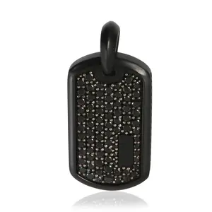 Sterling Silver Diamond Dog Tag Pendant