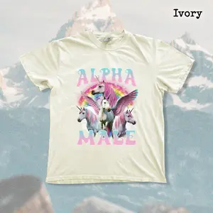 Funny Unicorn Shirt, Alpha Male Meme Tee, Rainbow Unicorn Graphic Shirt