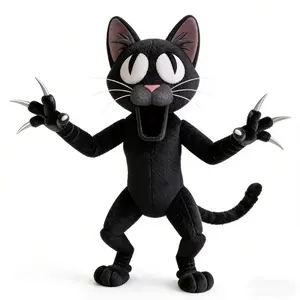 Forest 99 Nights Black Cat Plush Toy, Creepy Horror Stuffed Doll, Spooky Gothic Plush Pillow for Halloween & Holiday Gift