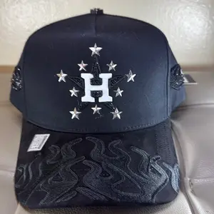 Houston Black Cap with Distinctive Logo and Star Embellishments