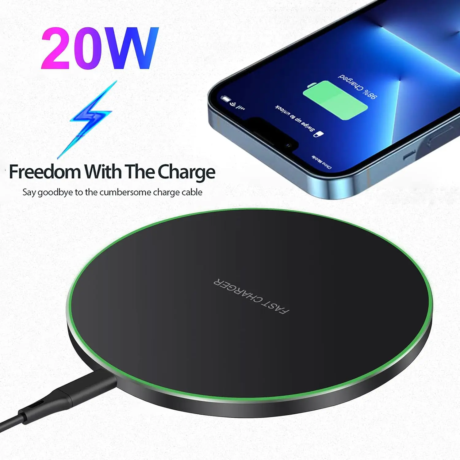 2 Pack Fast Wireless Charger,20W Max Wireless Charging Pad Induction Charging Station for iPhone 17 Pro Max-11/Airpods,Samsung Galaxy/Buds,LG/Pixel