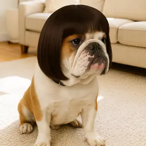 Funny Dog Wig for Small Medium Large Dogs, dog accessories，7 Inches Pet Costume Elastic Cat Cosplay Wig Decoration , Parties（Brown）dog clothes Puppy