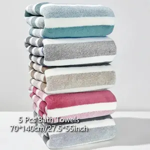 Wide Striped - Highly Absorbent, Multiple Colors Available, Essential for Home Face Washing, Bathing & Body Drying, Absorbent Thickened Towels