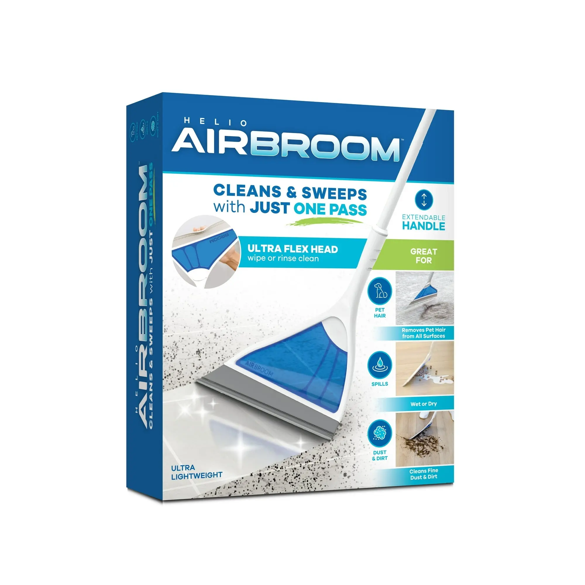 All-Surface Silicone Cleaning Broom with Squeegee, Pet Hair Remover, Lightweight Reusable Floor Sweeper