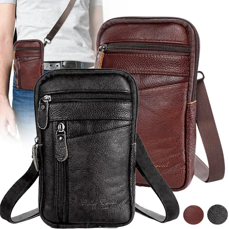 Soft Leather Phone Shoulder Holster - Everyday Crossbody Bag, Slim Durable for <6.9 in Smartphones, Ideal for Daily Carry & Outdoor Sports