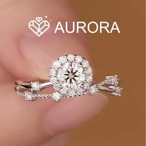 【#30 Camellia】Moissanite rings with 925 Sterling Silver 0.5Carat  Anniversary Auspicious Wedding Engagement Jewelry Synthetic Moissanite