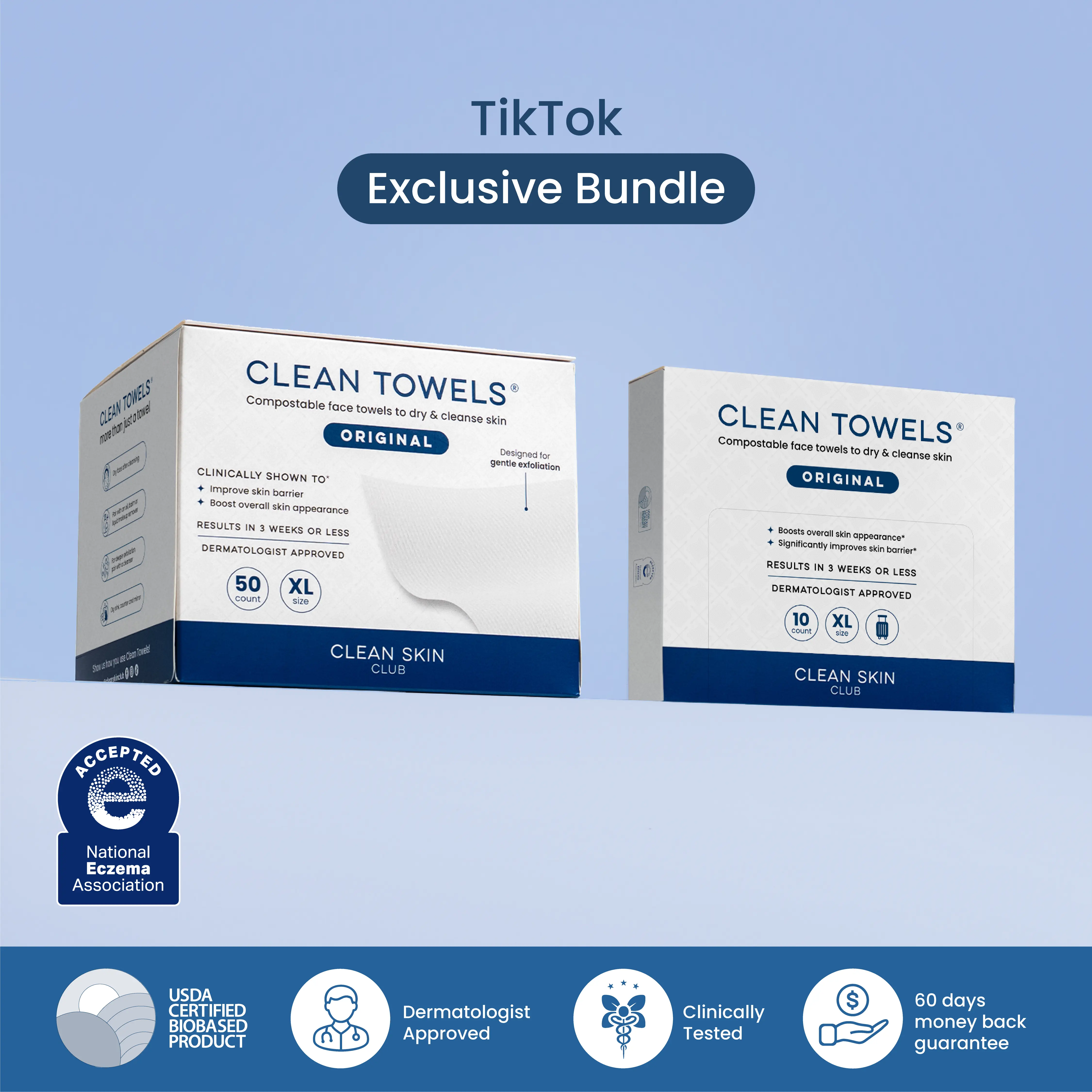Original Clean Towel Bundle: 50 count + Travel 10 count Original Clean Towel Bundle: 50 count + Travel 10 count