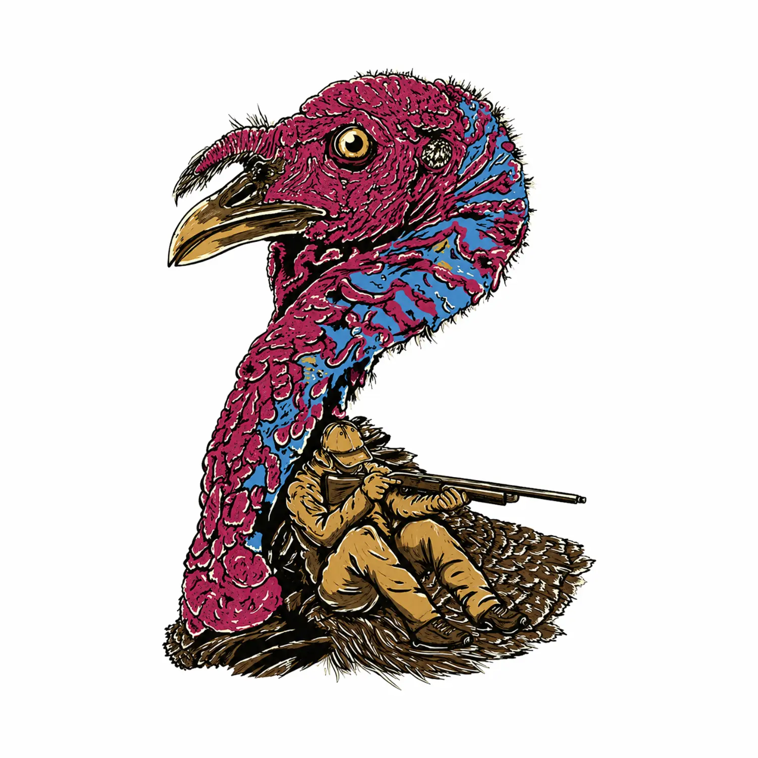 Turkey Hunting Sticker, Wild Turkey Hunter Vinyl Decal, Funny Turkey Hunting Art Sticker, Gobbler Hunting Waterproof Sticker, Hunter Gift for Laptop, Tumbler & Car
