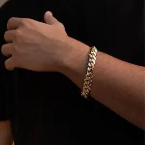 12MM 14KT Gold Over Silver Cuban Link Bracelet