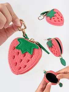 Fruit shaped keychain, suitable for women and girls, backpack keychain, wallet pendant, coin purse, fun strawberry shaped keychain gift, bag decoration set, unique gift creativity, suitable for daily travel, holiday gift