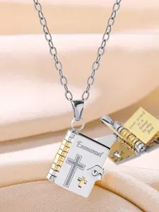 Creative Book-Shaped Necklace, Fine Stainless Steel Chain, Small Openable Pendant, Bible Quotes Option, Meaningful Gift for Her