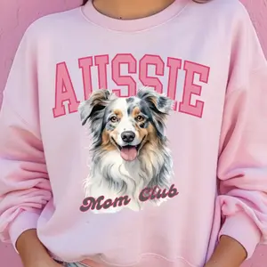 Blue Merle Aussie Dog Mom Club - Sweatshirt Unisex Apparel Relaxed Fit Printed in the USA Clothing Womenswear Casual and Comfortable