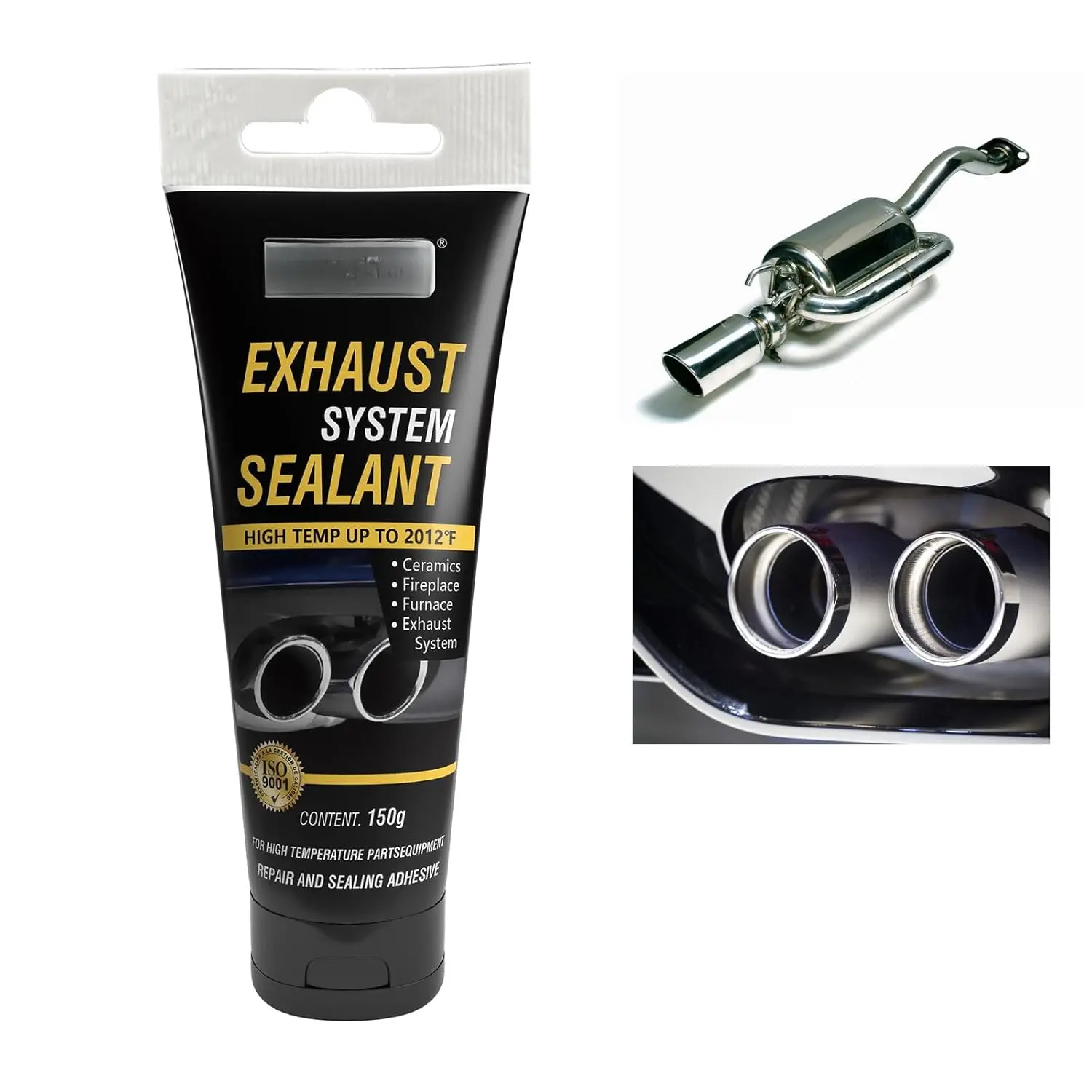 High Temp Exhaust Repair Kit, Muffler Repair Kit & Exhaust Sealant, Exhaust Leak Repair for Muffler, Tailpipe, Exhaust System, 5.3 oz.