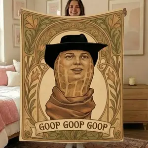 The Burnt Peanut Goop Meme Flannel Blanket, Funny Meme Plush Throw Blanket, Anime-Inspired Diner Coffee Cup Logo Blanket, Cozy Soft Micro Crochet Granny Square Blanket, Christmas Gift For Teens Adults Fans, BlissWeave