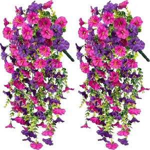 Artificial Morning Glory Flower Vines, 4pcs 60inch Hanging Plants Silk Garland Fake Green Plant Home Garden Wall Fence Indoor Outdoor Wedding Birthday Decor Artificial Mixed Flower