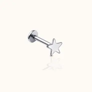 Petite Star Threadless Labret Titanium Flat Back Earring