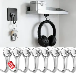 8/16 Pcs Magnetic Hooks 30LBS Strong Magnetics Heavy Duty 2026 Cruise Ship Essentials Magnets with Metal Hook for Hanging Refrigerator Home Kitchen Office, 8Pack