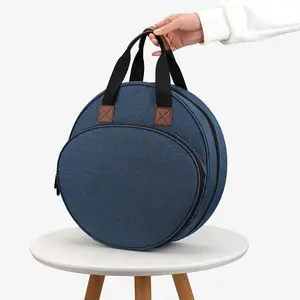 1pc Embroidery Project Bag, Round Embroidery Supplies Storage Tote Bag, Sewing Crafts Storage Tote Bag, Portable Craft Carry Case For Embroidery Kits And Cross Stitch Kits Tools