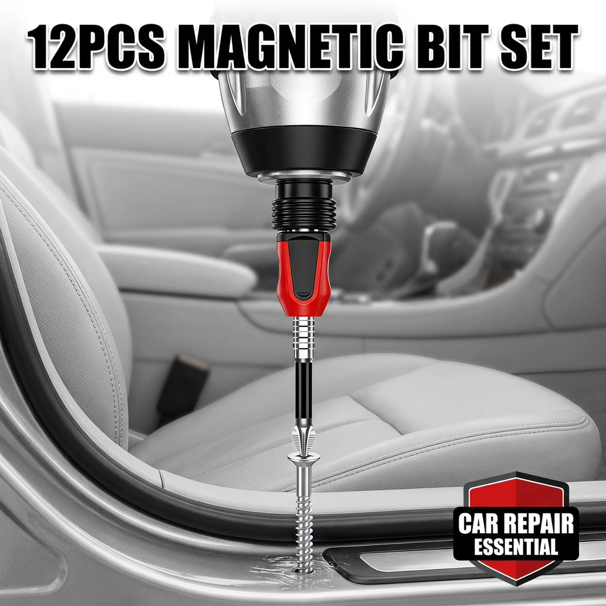12Pcs Magnetic Drill Bit Set, Phillips Screwdriver Bit Set with 2 Magnetic Rings & Storage Holders, 1/4" Hex Shank Torsion Impact Driver Bits, Non-Slip Car Repair Accessories, Power Tool Kit