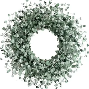 24 Inch Everyday Greenery Boxwood Wreath for Front Door Soft Touch Green Mini Leaves Wreath for Indoor and Outdoor Romantic Green Wreath for Wedding Decor