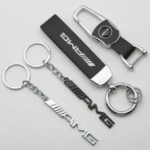 3D Metal & Leather Car Keychain Key Ring Chain, Auto Styling Accessory for Mercedes-Benz Amg Models W203-W210 Series, Distinctive Touch