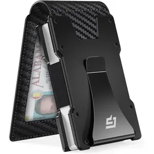 Men Wallet -  Clip Wallet Slim For  Men in Front Pocket 15 Cards - Metal Credit Card Case in  Flip