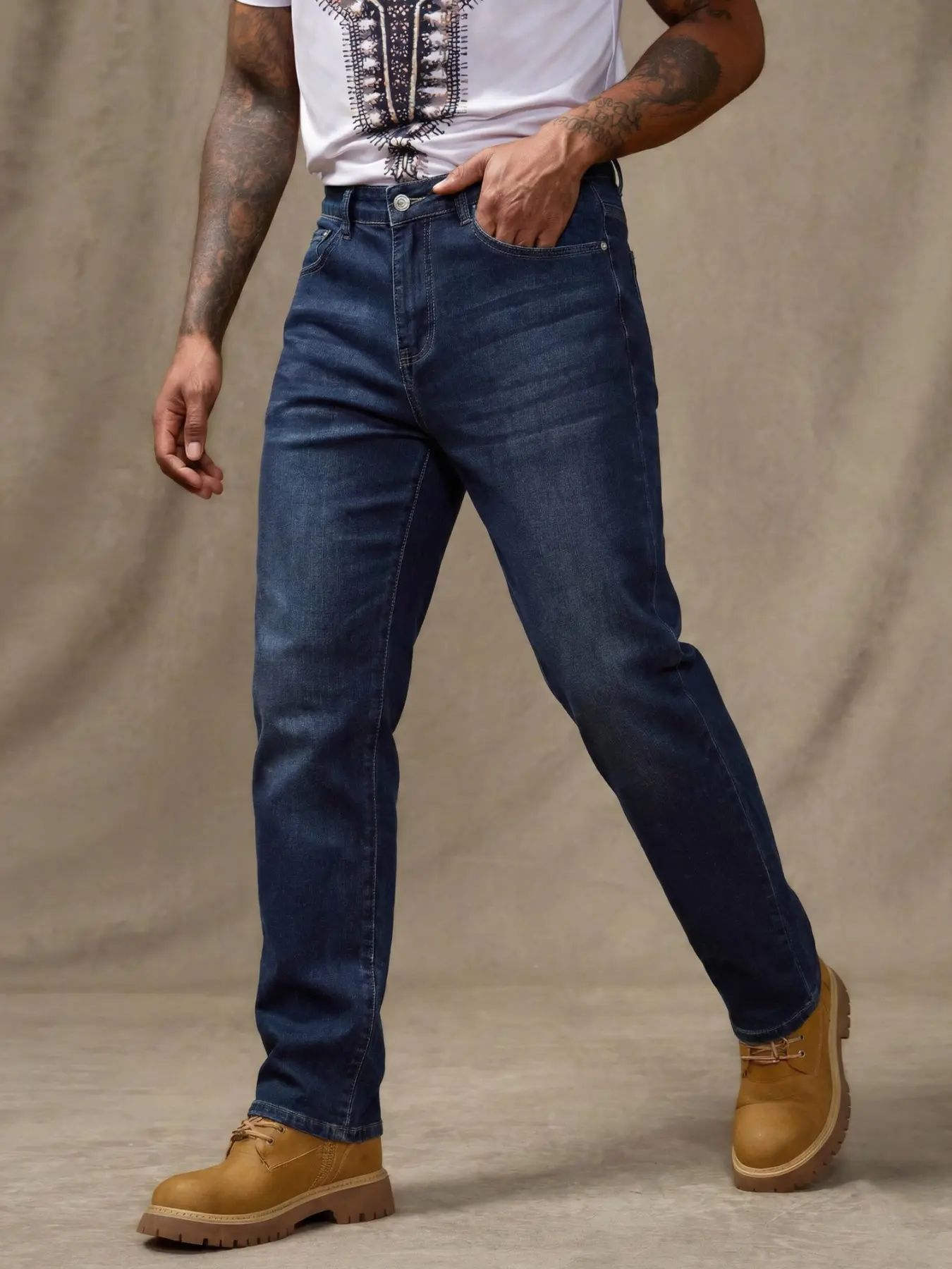Men's Slim Fit Elastic Jeans, Street Fashion, Comfortable Stretch, Suitable for Commuting Office Wear, Affordable Skinny Denim Jeans