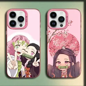 D-Demon Slayer Nezuko Kamado Phone Case For iPhone17, 16,15,14,13,12,11,Mini,Pro,SE,MAX Pink Matte Silicone Cover
