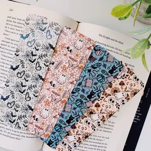 Cottagecore Halloween Bookmarks - Hand Drawn Patterns, Durable Card Stock, 2.25" x 7" Size, Perfect for Book Lovers & Halloween Enthusiasts