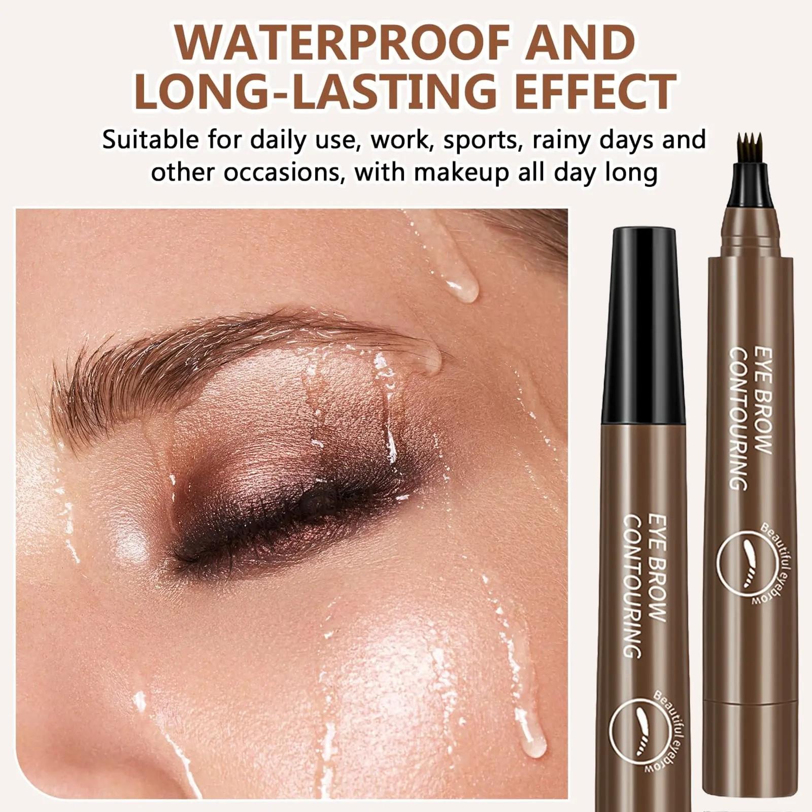 BOGO FREE 2-Pack 02# Dark Brown 4D Brown Waterproof Microblading Eyebrow Pencil – Dual-Tip Design with Hair-Like Brush for Defined, Smudge-Proof All-Day Brows Brow Pencil