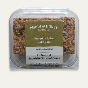 Delicious Pumpkin Spice Cake Bars by Peach & Honey Baking Co. - Soft-Baked Premium Dessert Bars - Made with Pumpkin Butter & Warming Spices, Classic Fall Flavor, Tender Crumb, Not Overly Sweet