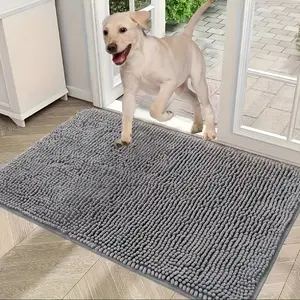 1-Piece Quick-Drying Microfiber Dog Doormat - Absorbs Water and Stains, Non-Slip, Washable - Ideal for Mud Claws, Indoor Inlet Carpets, Floor Cleaners, Durable Polyester, Shaggy Area Rug