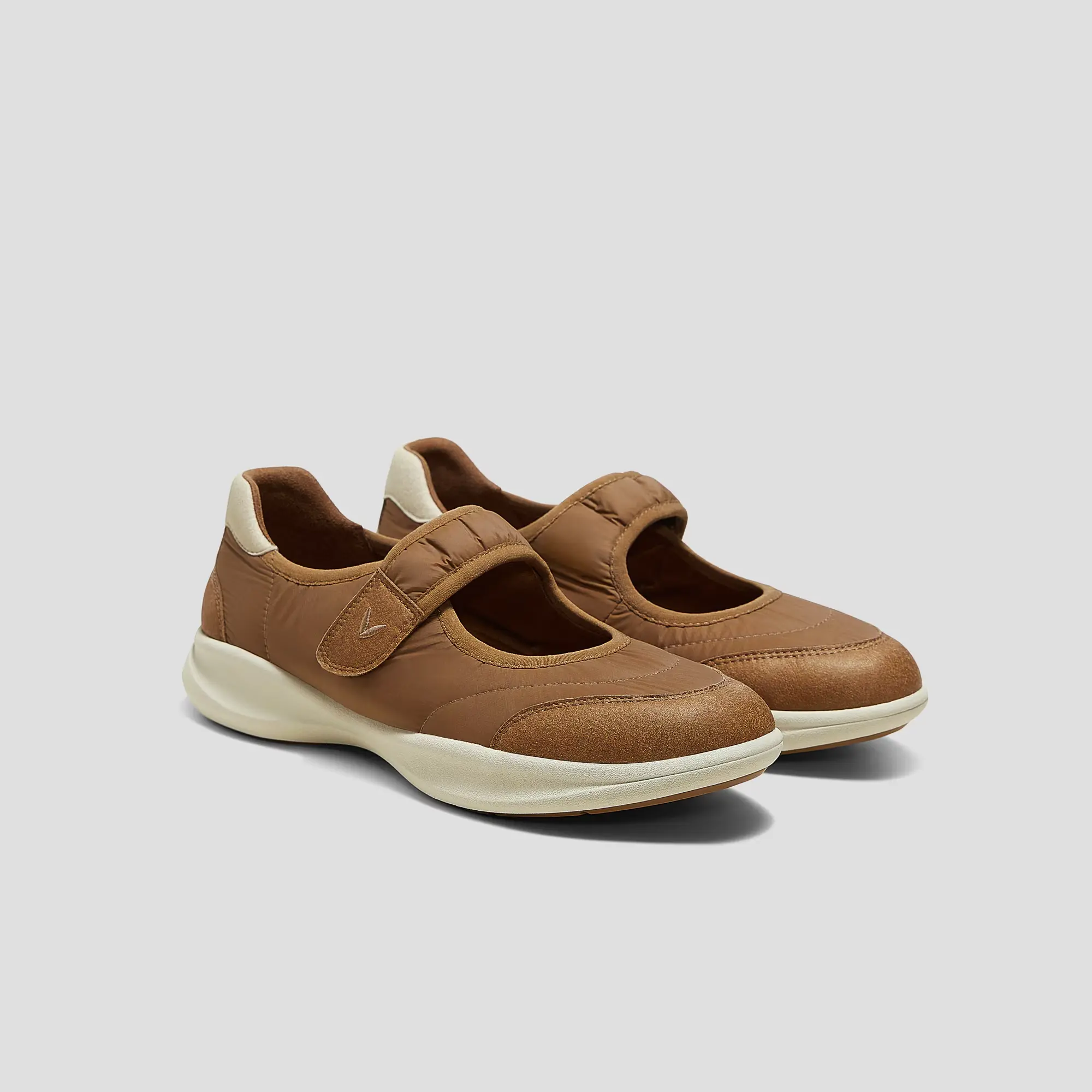 VIVAIA Walker Pro Re-Nylon Hybrid Mary Jane Sneakers, Comfortable Round-Toe Flats with Dual Arch Support, Lightweight 175g Walking Shoes, Recycled Nylon Slip-Ons (Ivee), Footwear, Casual, Rubber, Velcro Straps, Cushioned Mary Jane Shoes, Plain Mary Jane S