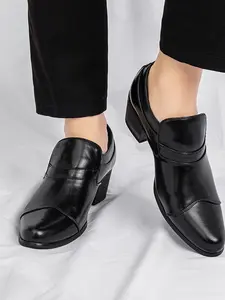 Men's Formal Pointed Toe High Heel Leather Shoes, Fashion Simple Wedding Party Dress Shoes, Elegant Men's Evening Shoes