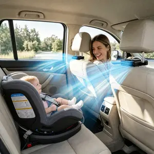 JOYTUTUS fathersdaygift-2026 Car Seat Fan Sunvisor Clip Fan, USB Rechargeable Fan with LED Display, 360° Rotation, 100 Speeds Adjustment, Detachable Clip, Magic Tape, 20Hr 3000mAh Battery Summer Fan for Car Baby Stroller Backseat