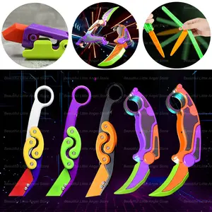 New 3D Printed Gravity Claw Knife relaxation Toy Stress Relief Butterfly Fidget Hand Gripper Sensory Toy Folding Claw Knife Radish for Gift