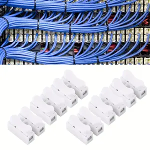 30pcs Push Push Fast Wire Cable Connector, 10A 220V 20-12AWG, 2 Pin Push Push Spring Loaded Electrical Connector for Lighting Electrical and Automotive Wiring Electrical