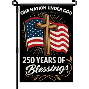 "One Nation Under God" 250th Anniversary Garden Flag, 12x18 Inch Patriotic & Faithful Double-Sided Yard Decor