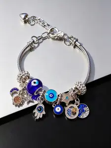 1pc Devil Eye Bracelet, Buddha Hand & Stars Moon Design, Fashionable Retro DIY Jewelry for Daily Wear & Valentines Gift