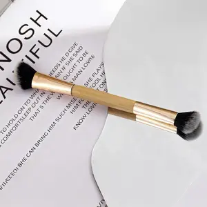 Makeup Brush Double-Ended Soft Synthetic Bristles Multi-Use Contour Highlight Blush Brush Seamless Blending Flawless Finish Daily Makeup & Travel Essential Viral Beauty Tool