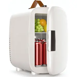 Fridge, Portable Mini Fridge for Skincare  Drinks, 4L/6 Can Electric Plug In Cooler & Warmer,  Skincare Refrigerator for Bedroom Office  Dorm (White)