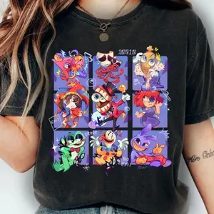 The Amazing Digital Circus T-shirt, TADC Characters Sweatshirt, Circus Fan Gift, Circus Theme Hoodie, Anime Gift Birthday for Boy Girl, Funny Gangle and Jax Fast Food Graphic Tee, Retro 90s Indie Animation Tee, Viral Animation Gift