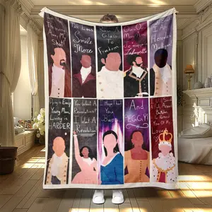 Hamilton Musical Character Digital Print Flannel Blanket, Soft Comfortable Nap Blanket, Modern Travel Blanket, Slogan Print Blanket, Best Gift for Fans