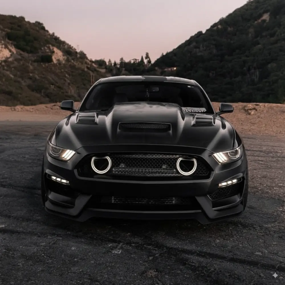 Ford Mustang Upgrade Front Bumper Kit w/ LED Grille Mach 1 Style（2015-2017）