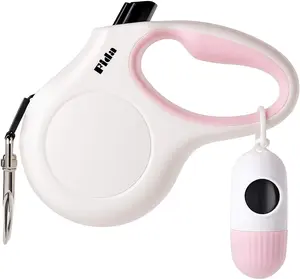 Fida Retractable Dog Leash with Dispenser and Poop Bags, 10 Ft Pet Walking Leash for X-Small Dog or Cat up to 18 Lbs, Anti-Slip Handle, Tangle Free, Reflective Nylon Tape (XS, White) Best-Run Technology CO.